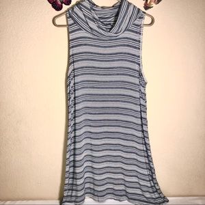 Socialite Cowl Neck Sleeveless Dress, A -line, Striped, Large, pet/smoke free